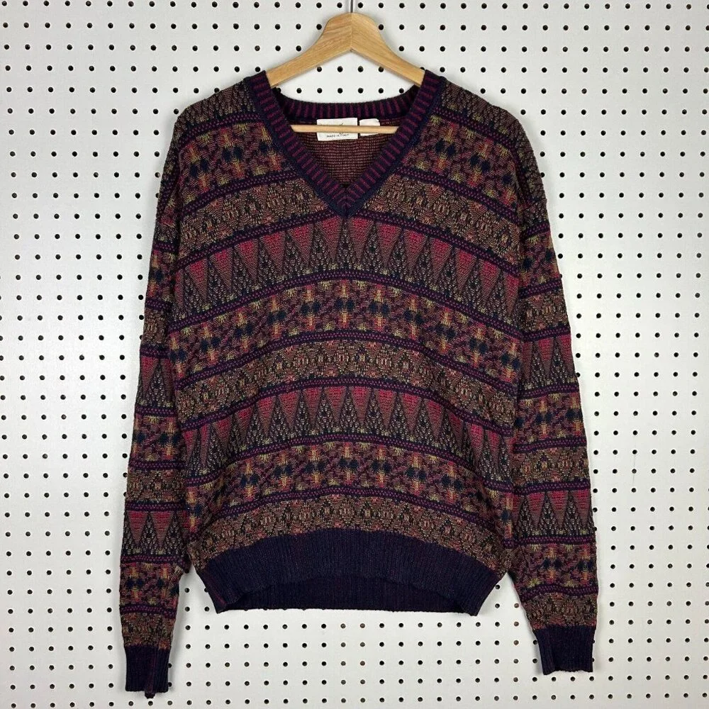 Walter Hagen Italian Made Knit Sweater Men's Medium Multicolor Coogi STYLE Italy